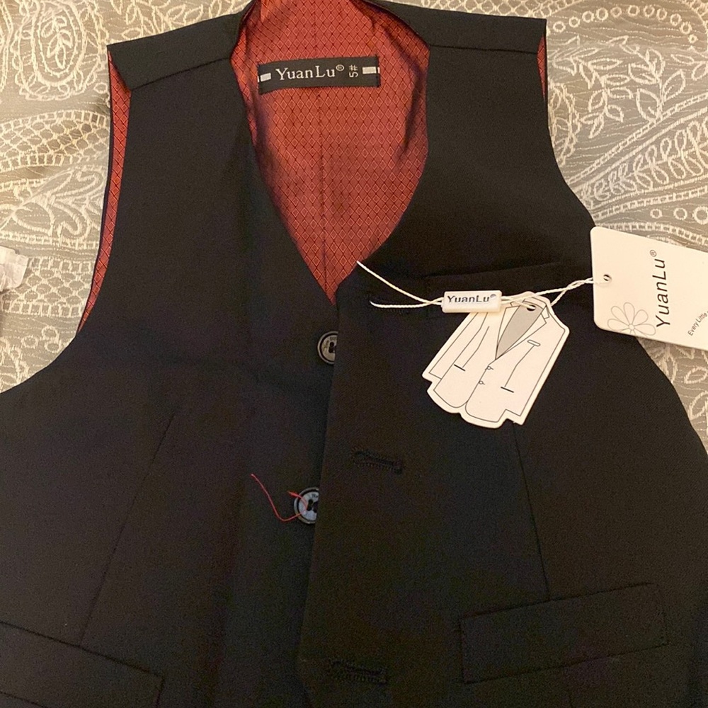 Boys vest tuxedo with tie, shirt